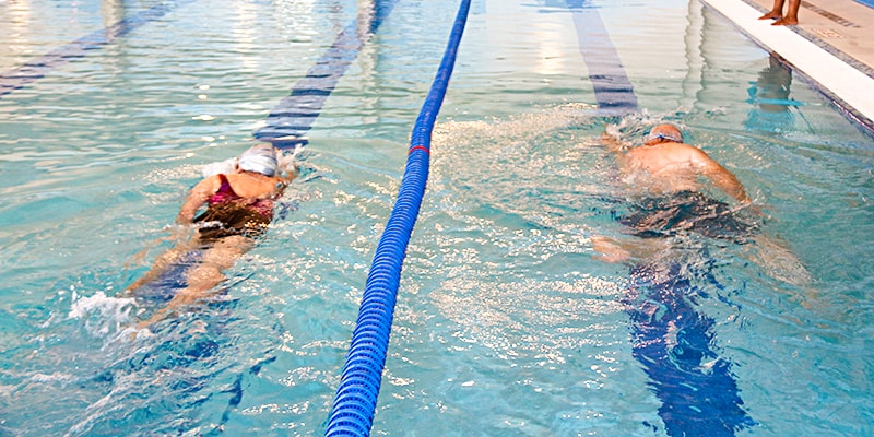 swim laps in a small pool